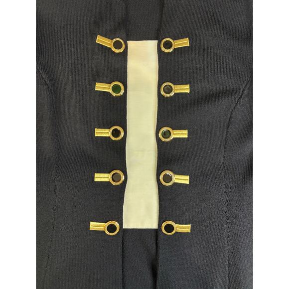 Rare St John Collection Marie Gray 2 pc Knit Suit Jacket Skirt Sz 14 Black Gold - Picture 2 of 13